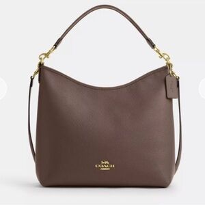 New Coach Laurel Large Shoulder Bag Crossbody In Leather/Gold/Dark Stone CY684